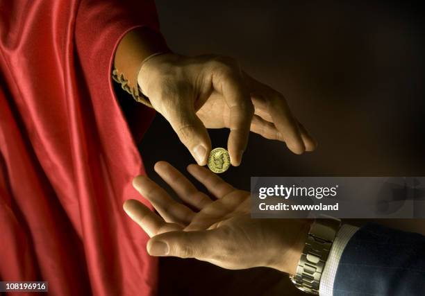 ancient rome meets modernity. - roman coin stock pictures, royalty-free photos & images