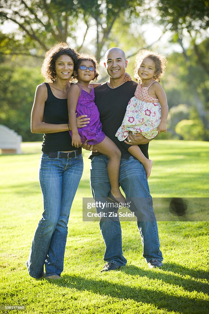 Simple family portrait in the park