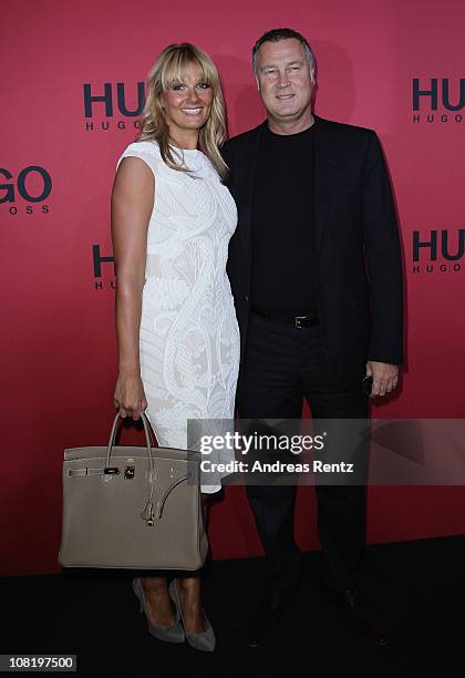 Franziska van Almsick and Juergen B. Harder attend the Hugo Boss Show during the Mercedes Benz Fashion Week Autumn/Winter 2011 at Neue...