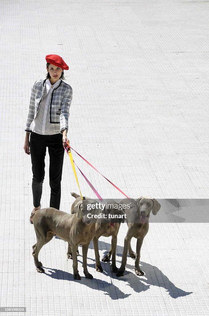 Girl With 3 Dogs