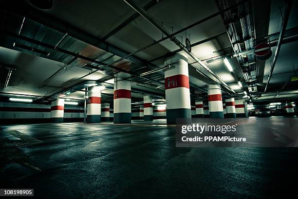 empty parking garage - underground parking stock pictures, royalty-free photos & images