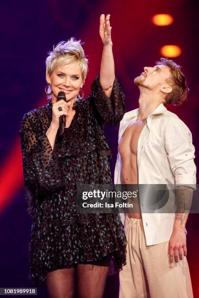 Inka Bause during the television show 'Schlagerchampions - Das grosse Fest der Besten' at Velodrom on January 12, 2019 in Berlin, Germany.