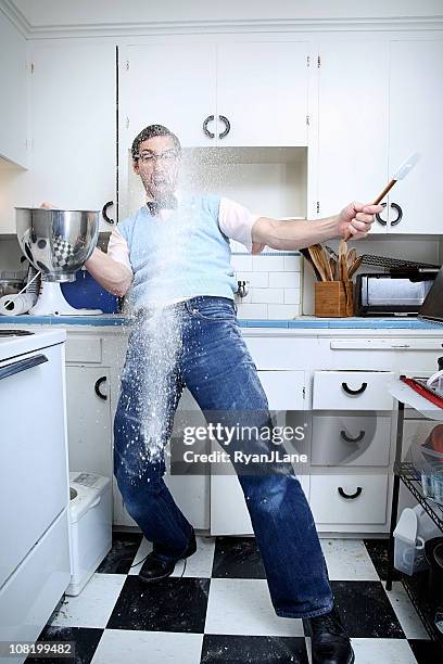 nerd trying to bake has an accident - stressed funny stock pictures, royalty-free photos & images