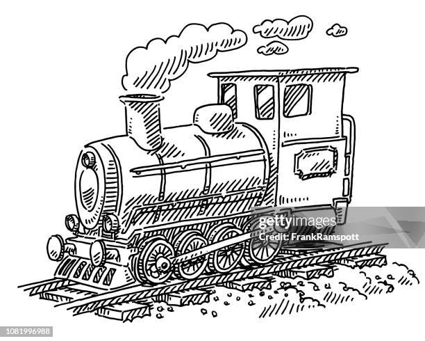 steam locomotive zug zeichnung - lokomotive stock-grafiken, -clipart, -cartoons und -symbole