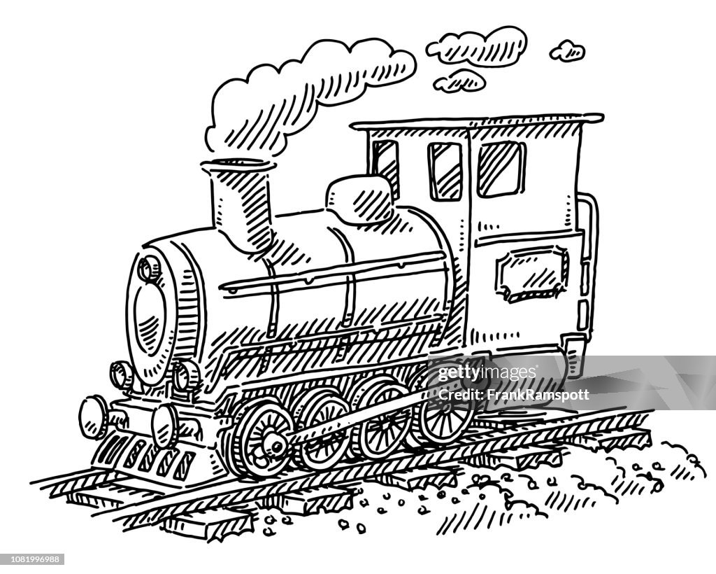Steam Locomotive Train Drawing