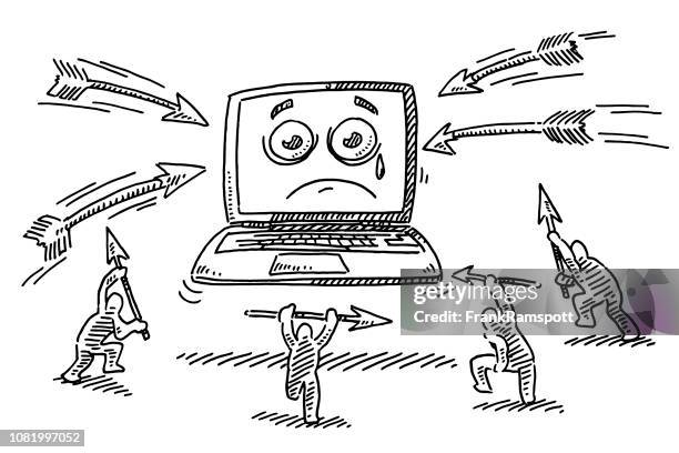Cartoon Attacking Computer 69 Computer And Scared Drawing Stock Photos, High-Res Pictures, and ...