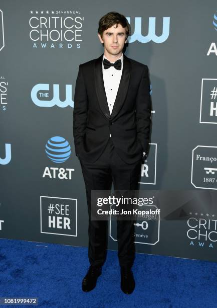 Freddie Highmore attends the 24th annual Critics' Choice Awards at Barker Hangar on January 13, 2019 in Santa Monica, California.