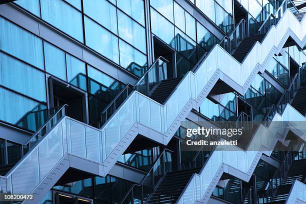 modern architecture of staircases on building facade - trappen stockfoto's en -beelden