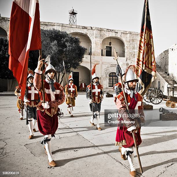 knights marching in fortress - malta stock pictures, royalty-free photos & images