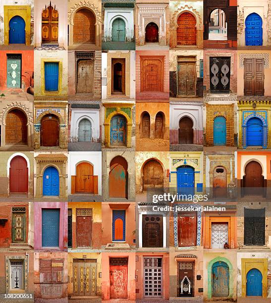 colorful moroccan doors - riyadh saudi arabia stock pictures, royalty-free photos & images