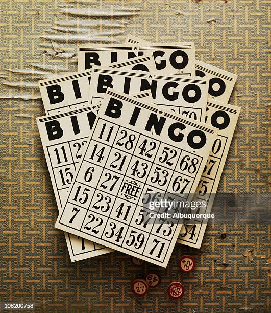 still life-retro bingo cards - bingo stockfoto's en -beelden