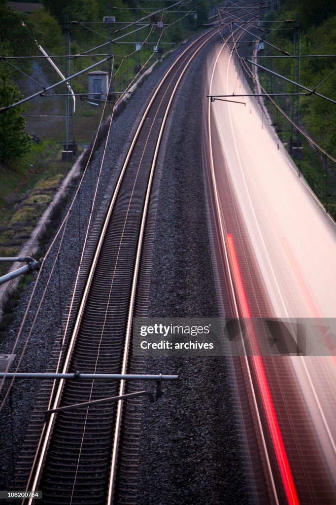 Motion Blur of High Speed Train on Railway Tracks