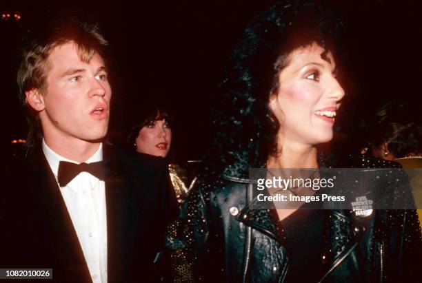 Cher and Val Kilmer attends the "Grease II" Premiere Party at The Red Parrot on June 9, 1982 in New York City.
