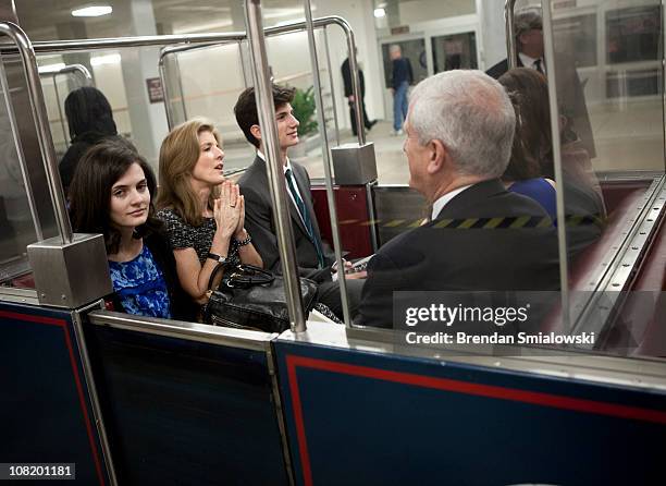 Caroline Kennedy rides the Senate Subway with her daughter Rose Schlossberg , son Jack Schlossberg and husband Edwin Schlossberg to an event in the...