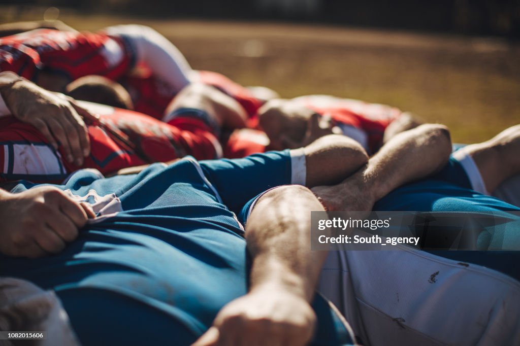 Rugby players during game