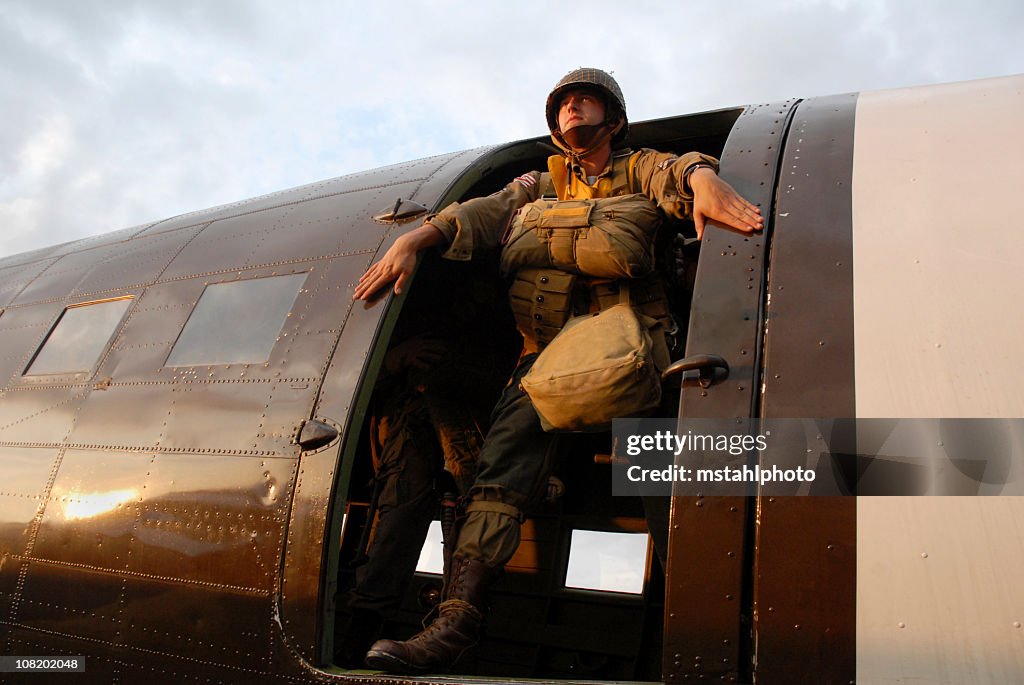 US Paratrooper in Aircraft