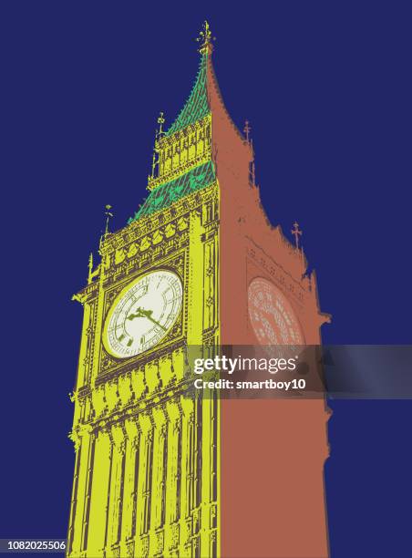 big ben and houses of parliament - cleopatra s needle london stock illustrations