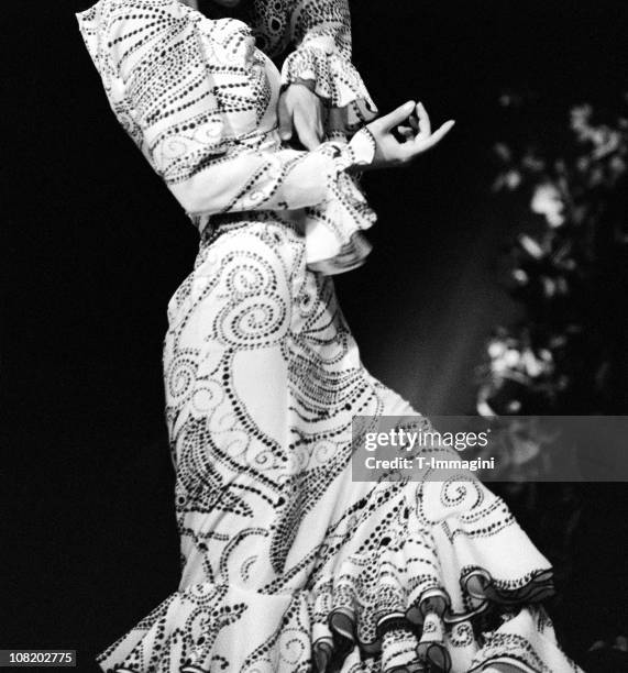 Ritratto Di Flamenco Ballerino Donna Mani Bianco E Nero, Foto stock