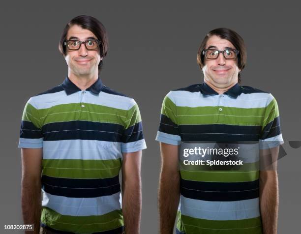 geeky young man - twins stock pictures, royalty-free photos & images