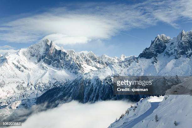 mountains of chamonix - european alps stock pictures, royalty-free photos & images
