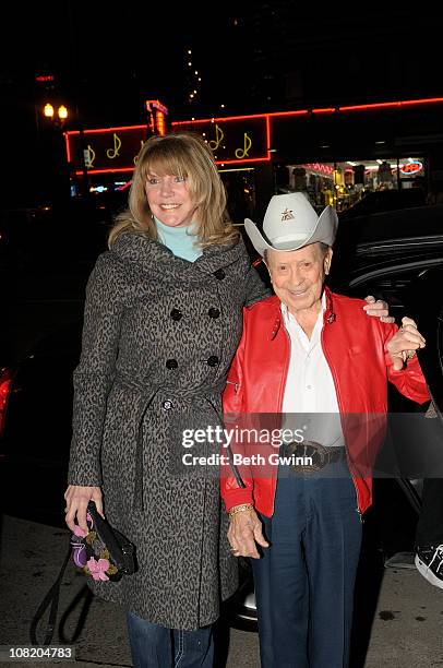 Mona Dickens with Husband Little Jimmy Dickens attends Little Jimmy Dicken's Birthday Party at Rippy's Bar & Grill on January 19, 2011 in Nashville,...