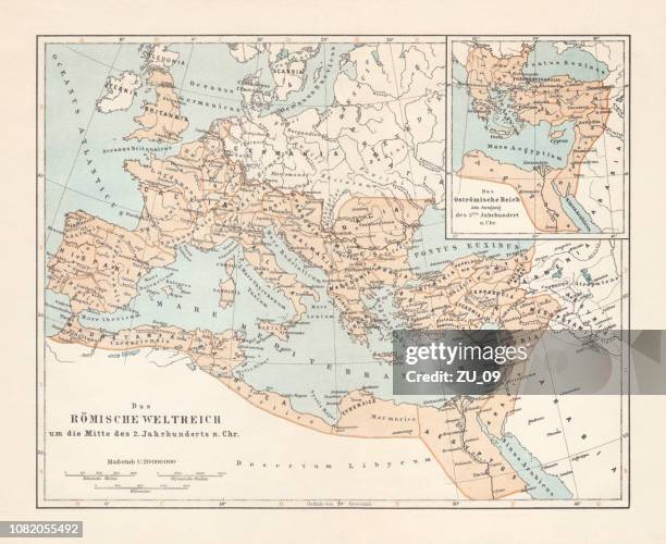 karten von römischen und oströmischen reiches, lithographie, veröffentlicht 1897 - fünftes jahrhundert stock-grafiken, -clipart, -cartoons und -symbole