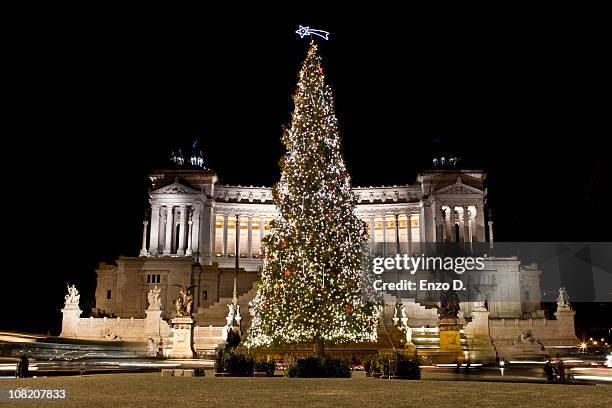 christmas tree in venezia square, rome, italy - capitol christmas tree stock pictures, royalty-free photos & images