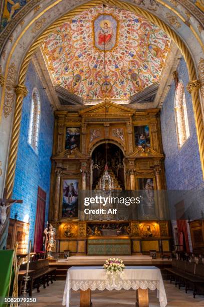 main altar of the chapel of san miguel at the university of coimbra - coimbra university stockfoto's en -beelden