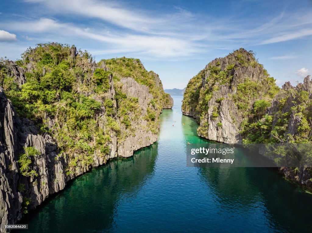 Big Lagoon El Nido Canal Palawan Aerial View Miniloc Island Philippines