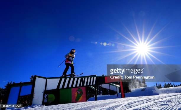 Tess Ledeux of France competes in Women's Ski Slopestyle Jib Section during Day 1 of the Dew Tour on December 13, 2018 in Breckenridge, Colorado.