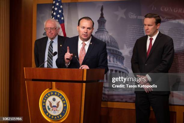 United States Senator Mike Lee speaks about the bill to end the U.S. Support for the war in Yemen on December 13, 2018 in Washington, DC.