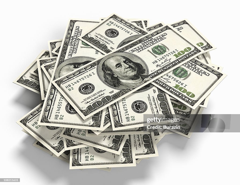 Stack of 100 Dollar Bill Paper Currency