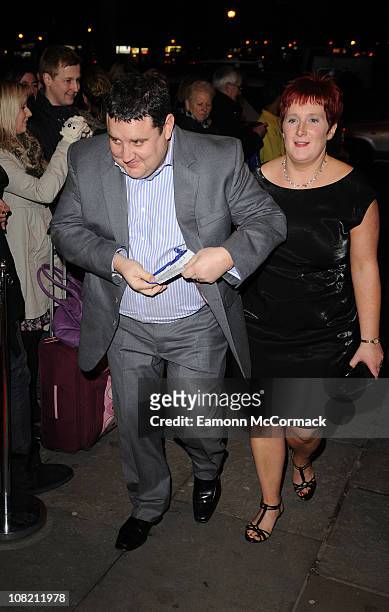 Peter Kaye and wife arrive at Gary Barlow's 40th Birthday Concert at Shepherds Bush Empire on January 20, 2011 in London, England.