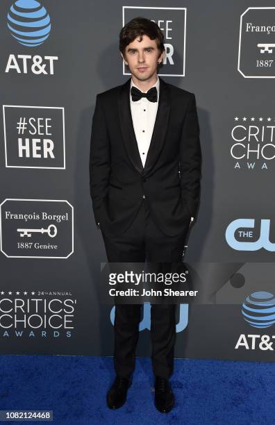 Freddie Highmore attends the 24th Annual Critics' Choice Awards at Barker Hangar on January 13, 2019 in Santa Monica, California.