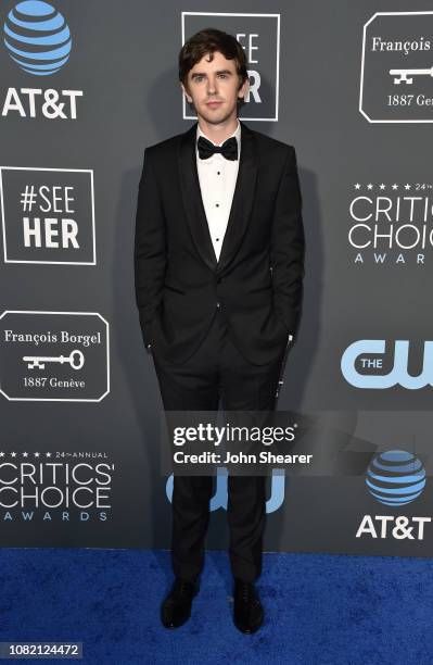 Freddie Highmore attends the 24th Annual Critics' Choice Awards at Barker Hangar on January 13, 2019 in Santa Monica, California.