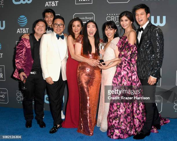 Ken Jeong, Chris Pang, Nico Santos, Michelle Yeoh, Awkwafina, Constance Wu, Gemma Chan, and Harry Shum Jr., winners of Best Comedy Movie for 'Crazy...