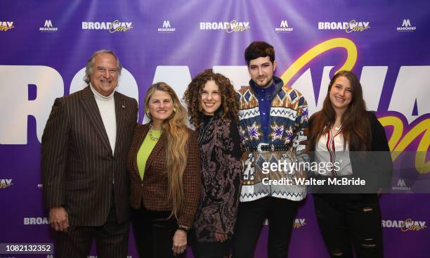 BroadwayHD founders Stewart F. Lane and Bonnie Comley with Ellie Heyman, Max Vernon and Leah Lane attend a reception for "An Artist's Perspective of...