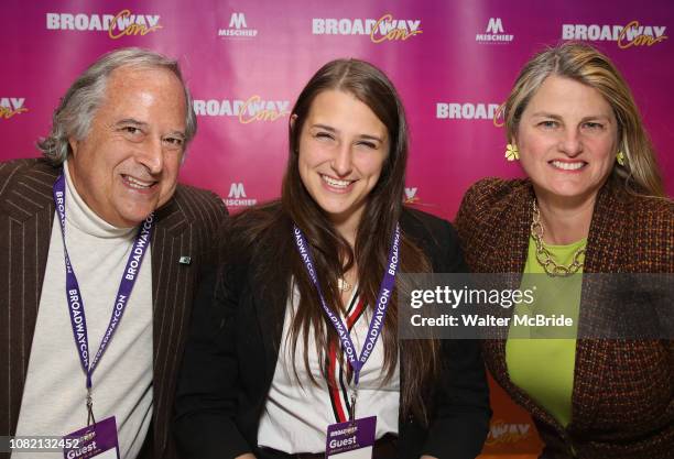 Stewart F. Lane, Leah Lane and Bonnie Comley attend a reception for "An Artist's Perspective of Stage to Screen" during BroadwayCon at the New York...
