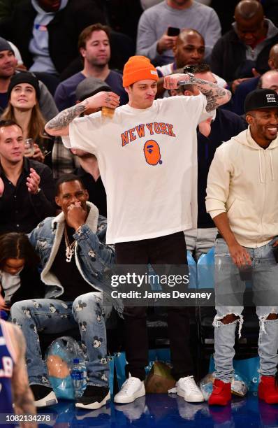 Pete Davidson attends Philadelphia 76ers v New York Knicks game at Madison Square Garden on January 13, 2019 in New York City.