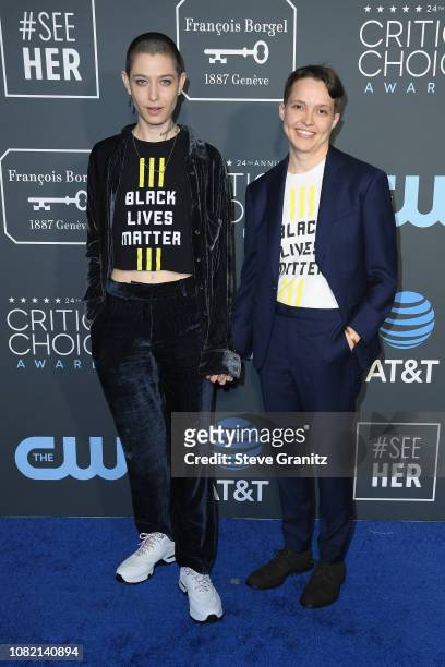 Asia Kate Dillon and guest attend the 24th annual Critics' Choice Awards at Barker Hangar on January 13, 2019 in Santa Monica, California.