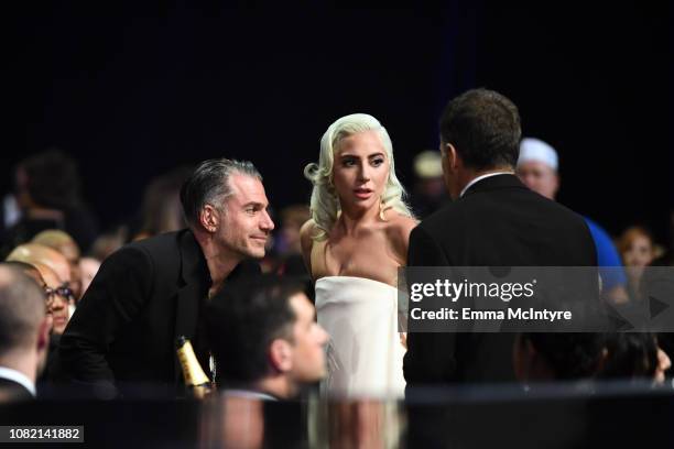 Christian Carino and Lady Gaga attend the 24th annual Critics' Choice Awards at Barker Hangar on January 13, 2019 in Santa Monica, California.