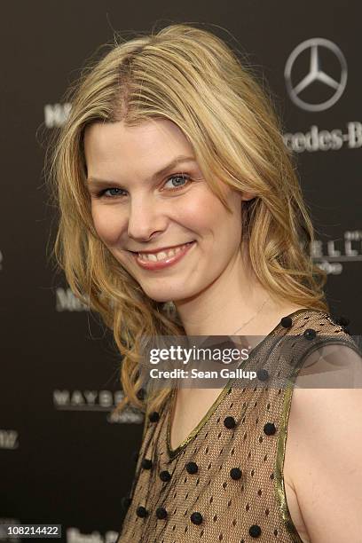 Singer Eva Briegel attends the Kilian Kerner Show during the Mercedes Benz Fashion Week Autumn/Winter 2011 at Bebelplatz on January 21, 2011 in...