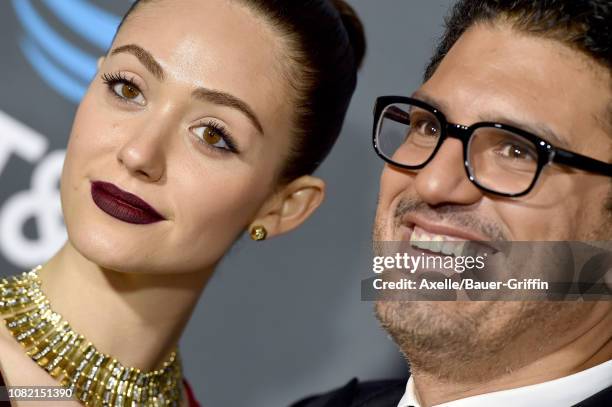 Emmy Rossum and Sam Esmail attend the 24th annual Critics' Choice Awards at Barker Hangar on January 13, 2019 in Santa Monica, California.