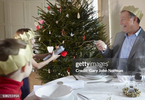 Pulling christmas cracker Pulling christmas cracker