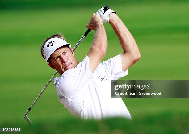 Stuart Appleby of Australia plays a shot during the third round of the Sony Open at Waialae Country Club on January 16, 2011 in Honolulu, Hawaii.