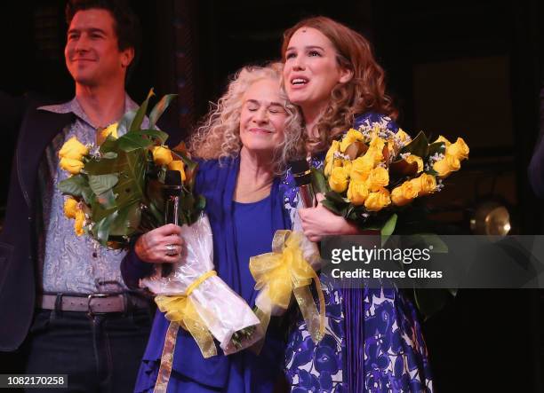 Carole King and Chilina Kennedy as "Carole King" at the 5th Anniversary Celebration party for "Beautiful:The Carole King Musical" on Broadway at The...