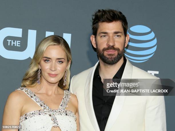 Best actress nominee for "Mary Poppins Returns" Emily Blunt and husband Best original screenplay nominee for "A Quiet Place" actor John Krasinski...