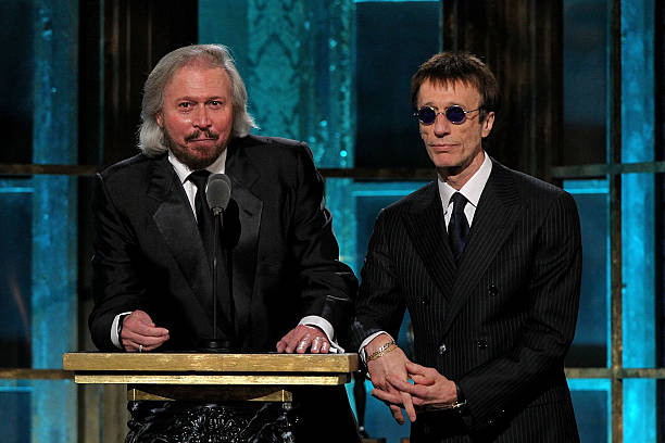 Robin Gibb and Barry Gibb onstage at the 25th Annual Rock and Roll Hall of Fame Induction Ceremony at Waldorf=Astoria on March 15, 2010 in New York,...