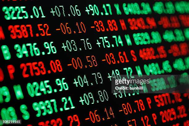 stock market screen numbers - finance + currency data - stock market screen 個照片及圖片檔