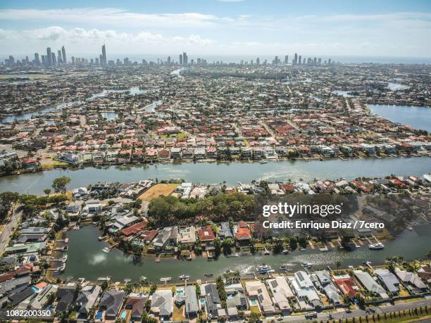 gold coast suburban drone view - retirement community building stock pictures, royalty-free photos & images